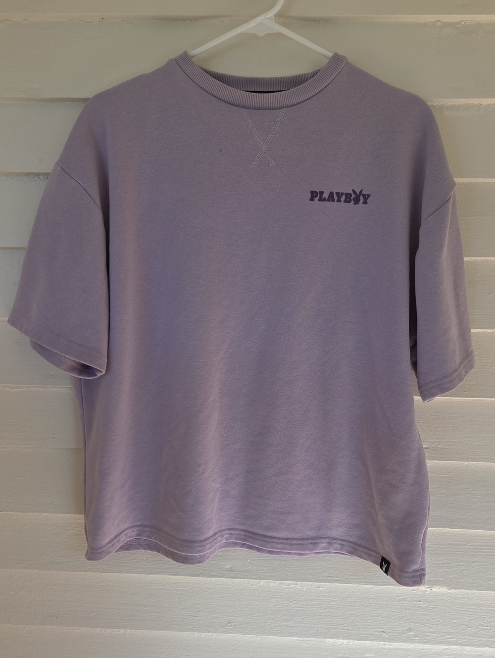 PLAYBOY Purple Relaxed Fit  Short-Sleeve Logo Print Crewneck Shirt Size S